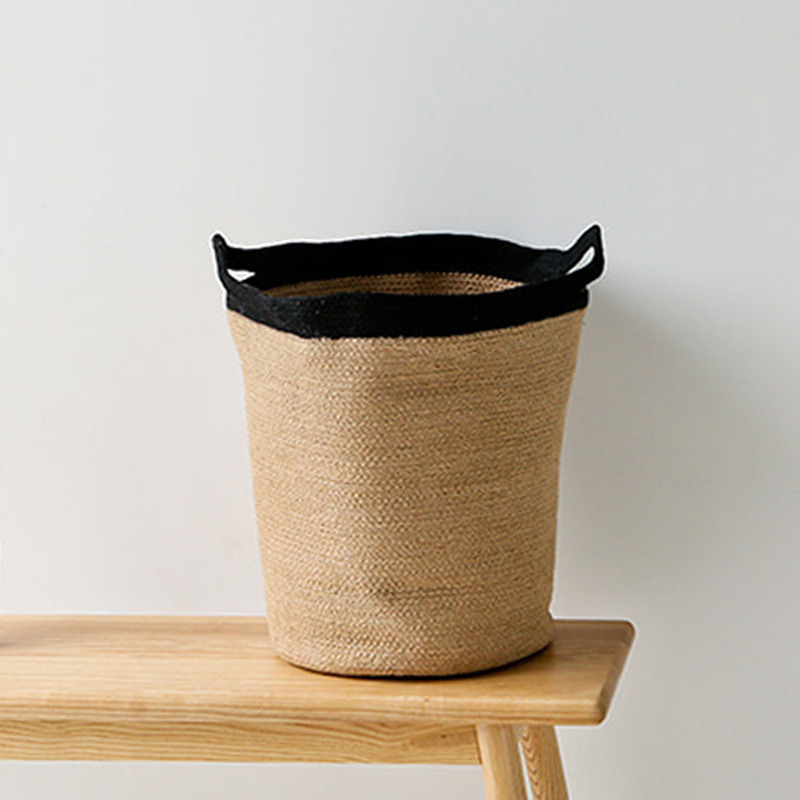 JUTEM 수제바구니 CJB20 내추럴/블랙 430mmx440mm, 1단, 4315.5954 - 메인 이미지