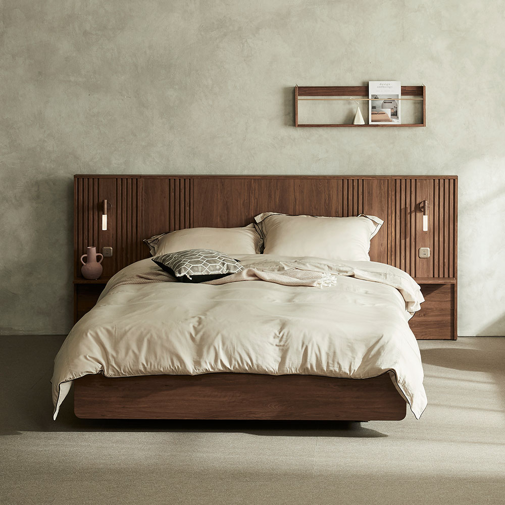 장인가구 로시 라이트 템바보드 평상형 신혼부부 호텔 서랍 벙커수납 침대프레임 SS 일반형