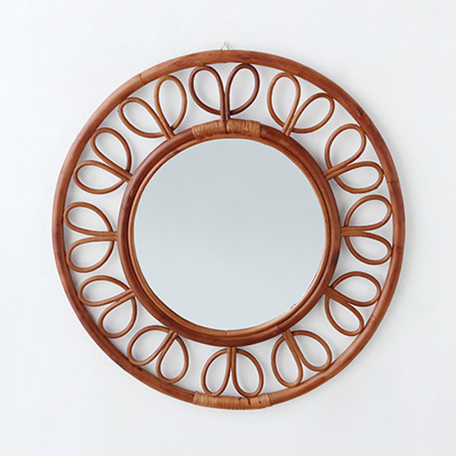 KONDI 원형거울 D70 라탄 브라운 4781.0285