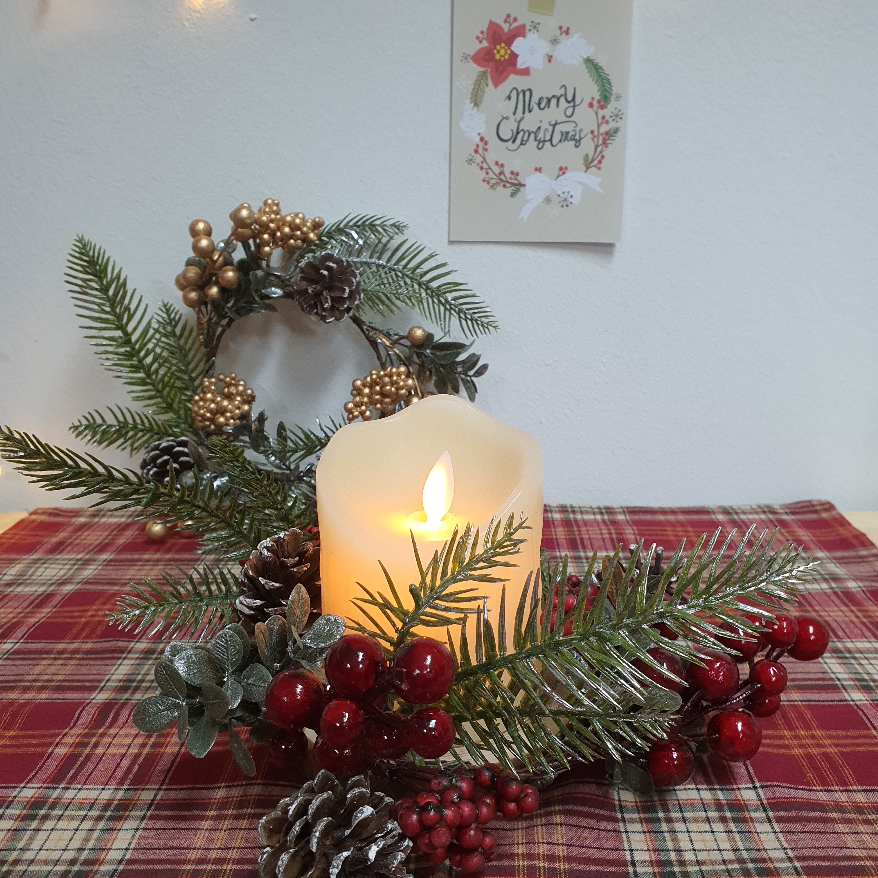 레이스 자수 테이블매트 크리스마스 체크 테이블보 디퓨저 소품 캔들 받침대