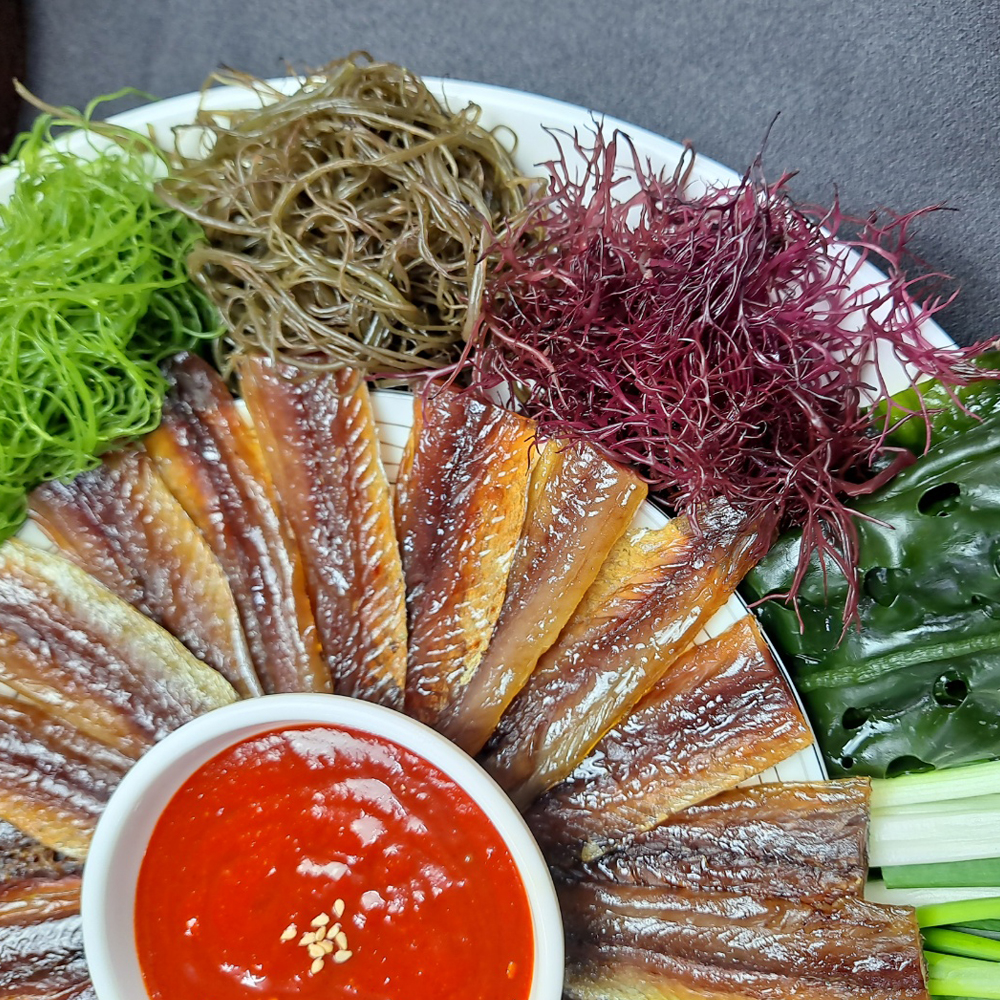 포항 구룡포 햇 과메기 죽도시장 야채세트 해초5종 굴 : 미듬수산