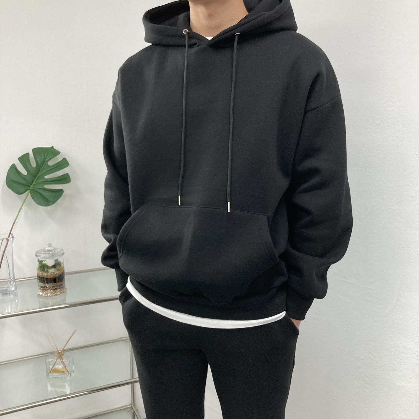 남자 후드티 맨투맨 후드집업 기본 무지 기모 오버핏 긴팔티 커플 빅사이즈 - 상세 이미지 5