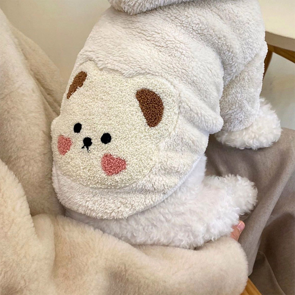 강아지 옷 후리스 후드티 말티즈 푸들 티셔츠 뽀글이 브라운 s - 상세 이미지 3