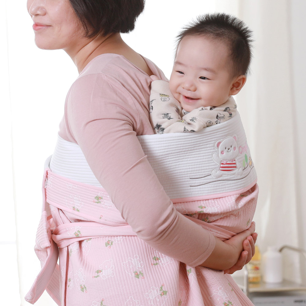 [옹알옹알]곰돌이 7부 베이지 아기포대기 신생아 전통 어부바 포대기