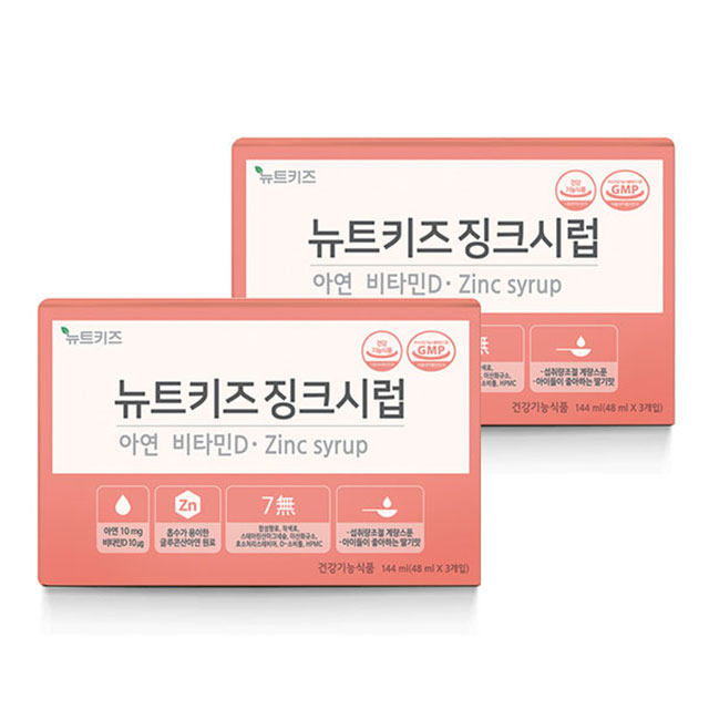 뉴트키즈 징크시럽 어린이 아연 유아 아기 키즈 영양제 144ml, 2개