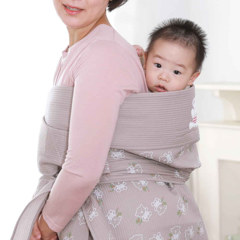 [옹알옹알]곰돌이 7부 베이지 아기포대기 신생아 전통 어부바 포대기