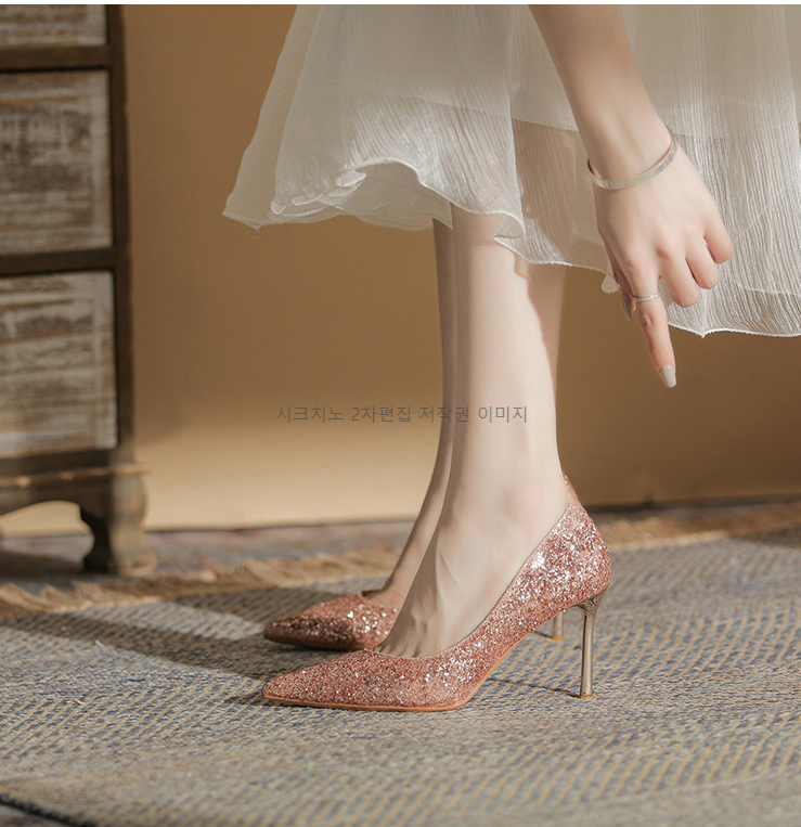 브루아 6,8cm 스틸레토 하이힐 글리터 웨딩구두 3color 상세 이미지 6