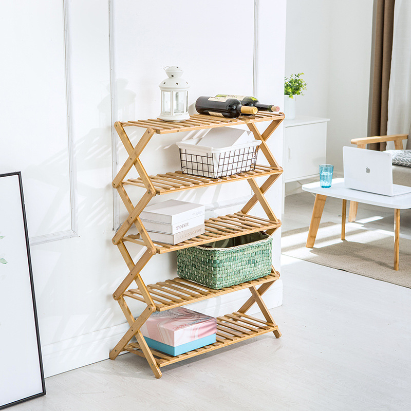 빼다 접이식 캠핑 우드 쉘프 선반 수납 정리대 5단50cm