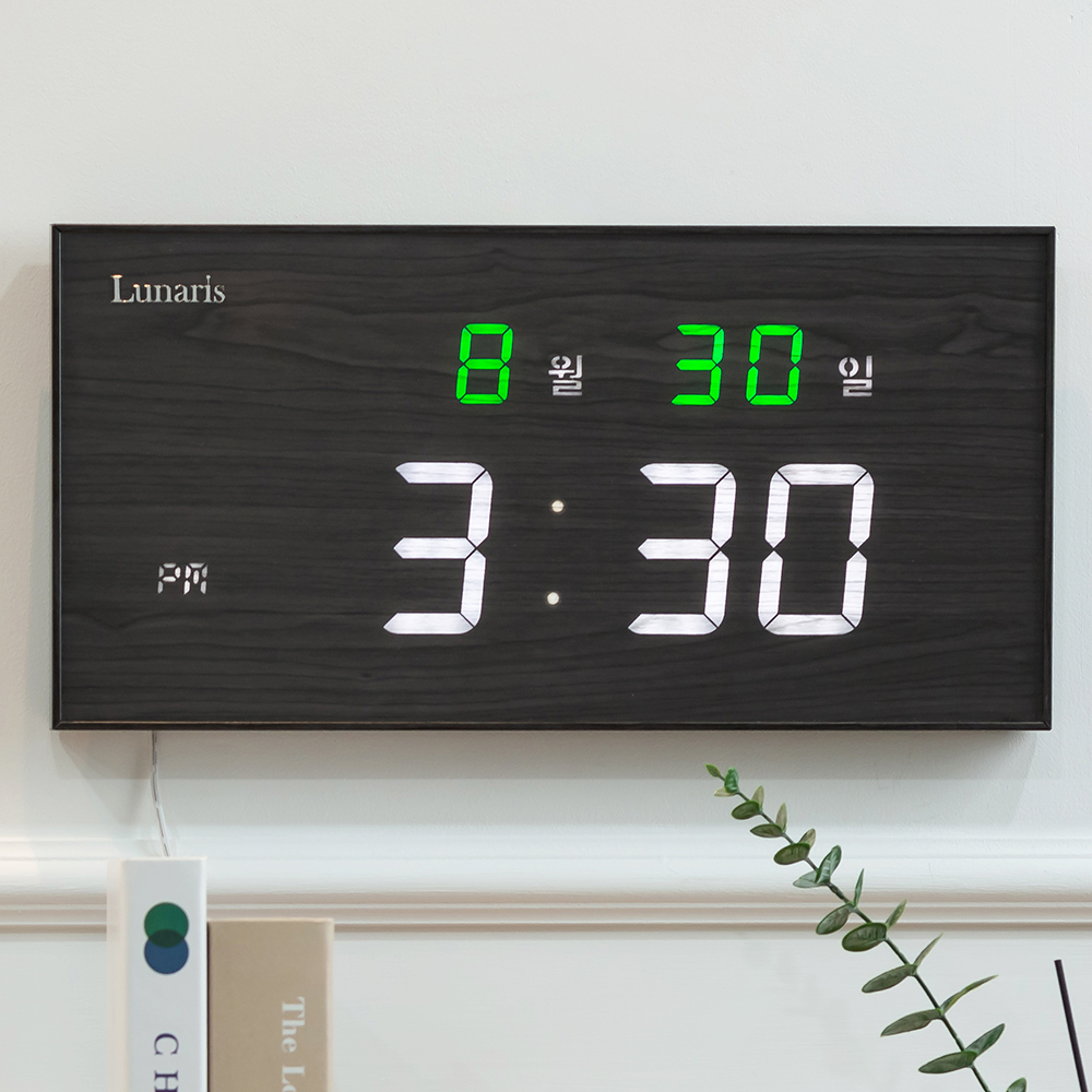 국산 루나리스 벽시계 마일드 FM수신 날짜표시 LED 벽걸이 전자 시계 42cm - 상세 이미지 2