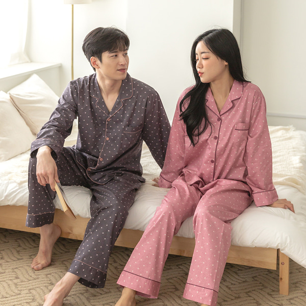 커플잠옷 여성 남성 잠옷 신혼부부 연인 파자마 허니초코(2F318) 착용 후기 | 사이즈/핏 총정리 - 대표 이미지