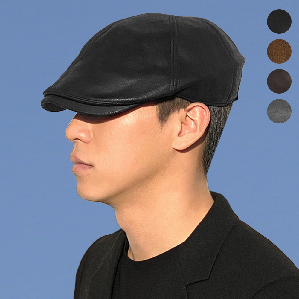 58cm/62cm 빅사이즈 가죽 헌팅캡 어르신 중년남자 할아버지 노인 허영만 베레모 모자 - 상품 이미지