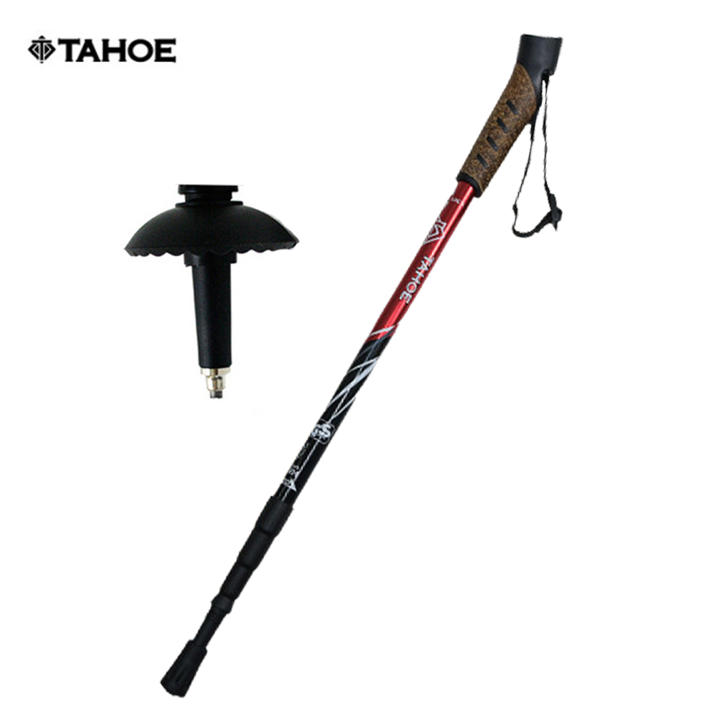 가벼운 등산스틱 4단 등산용 폴대 트래킹 지팡이 코르크그립