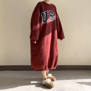 USA 레터링원피스 기모롱원피스 77사이즈원피스 착용 후기 | 사이즈/핏 총정리 - 상품 이미지 4