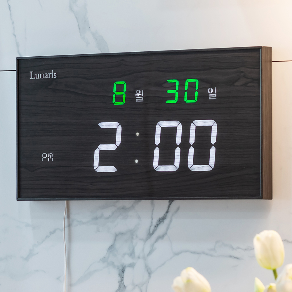 국산 루나리스 벽시계 마일드 FM수신 날짜표시 LED 벽걸이 전자 시계 42cm - 상세 이미지 3