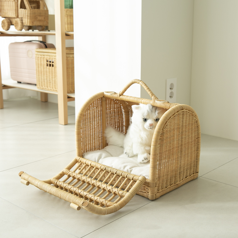 라탄 고양이이동장 강아지가방 켄넬 케이지 펫 보스턴 캐리어 애견가방 소형