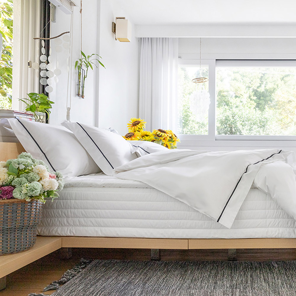 120수 1000T 프리미엄 호텔침구세트 커퍼스 슬림라인 네이비 신혼이불 SS Q K SK