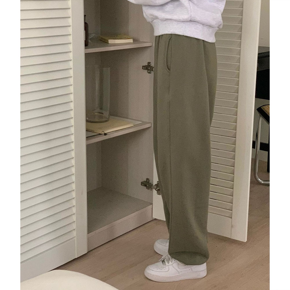 (무료배송,양기모,뒷포켓)오버무드 겨울 신상 루즈 와이드핏 양기모 밑단 스트링 조거 투웨이 밴딩 팬츠 4color - 상세 이미지 5