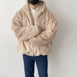 남자 밍크 후드 보아털 후리스 집업 착용 후기 | 사이즈/핏 총정리 - 상품 이미지 3