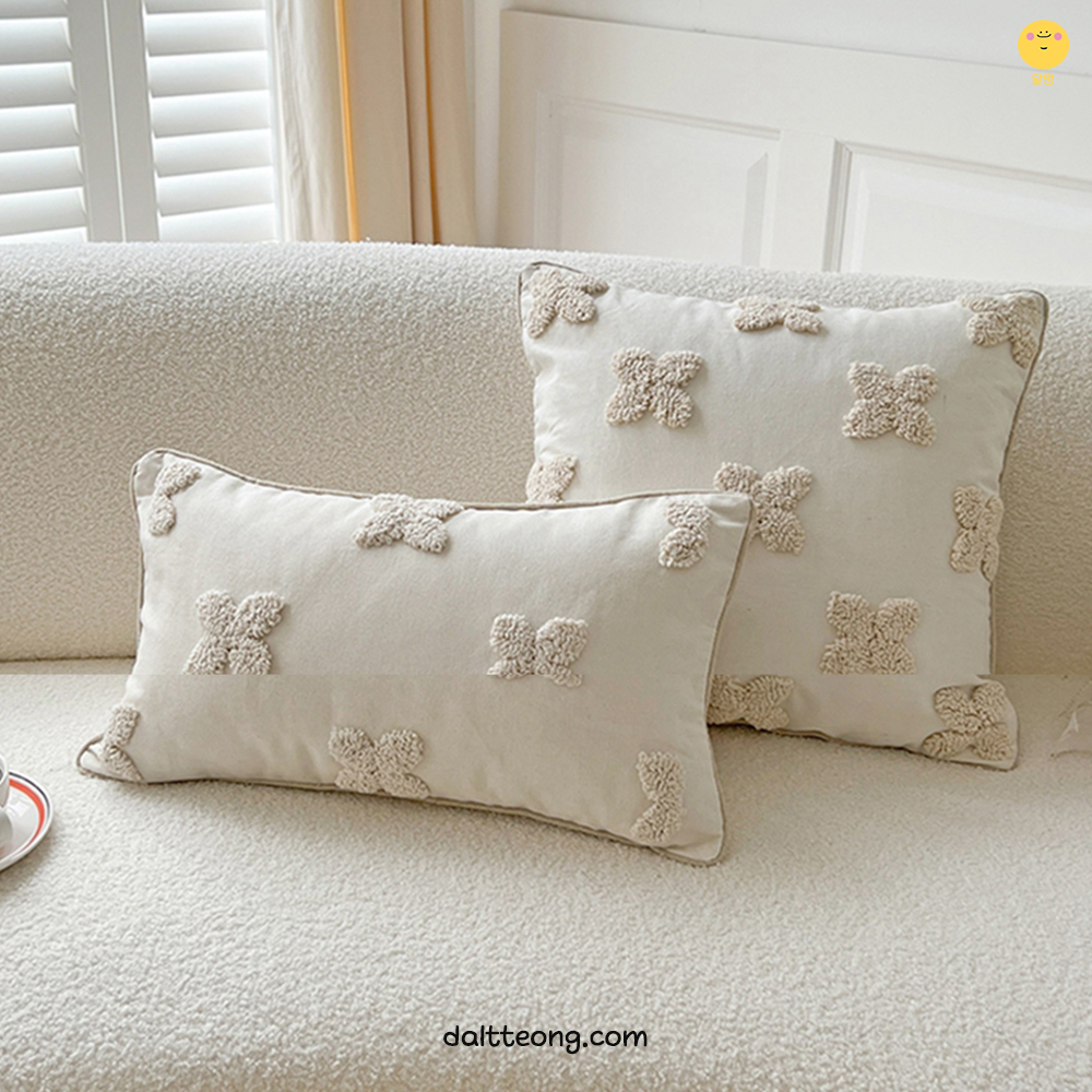 달떵 모던 북유럽 클로버 터프트 쇼파 쿠션 커버 거실 예쁜 고급 자수 패브릭 인테리어