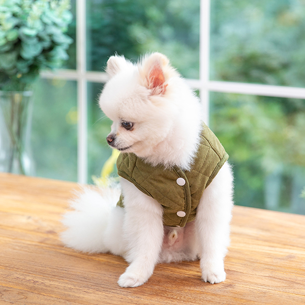 강아지옷 강아지 겨울옷 실내복 어스컬러누빔조끼 - 상세 이미지 4