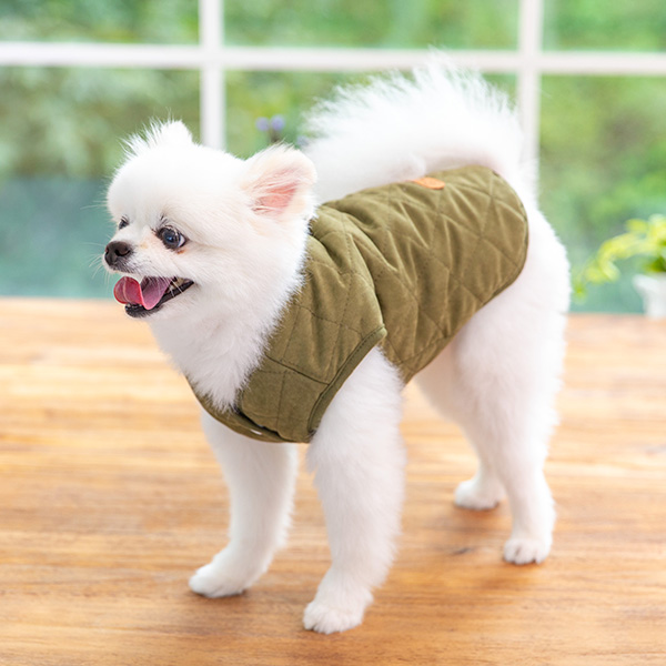 강아지옷 강아지 겨울옷 실내복 어스컬러누빔조끼 - 상세 이미지 2