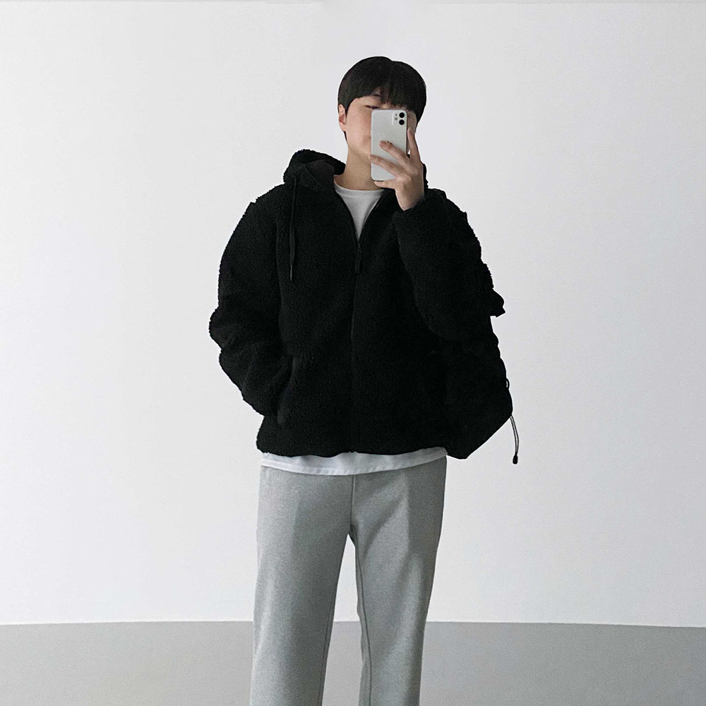 양털후드집업 플리스후드집업 - 상품 이미지