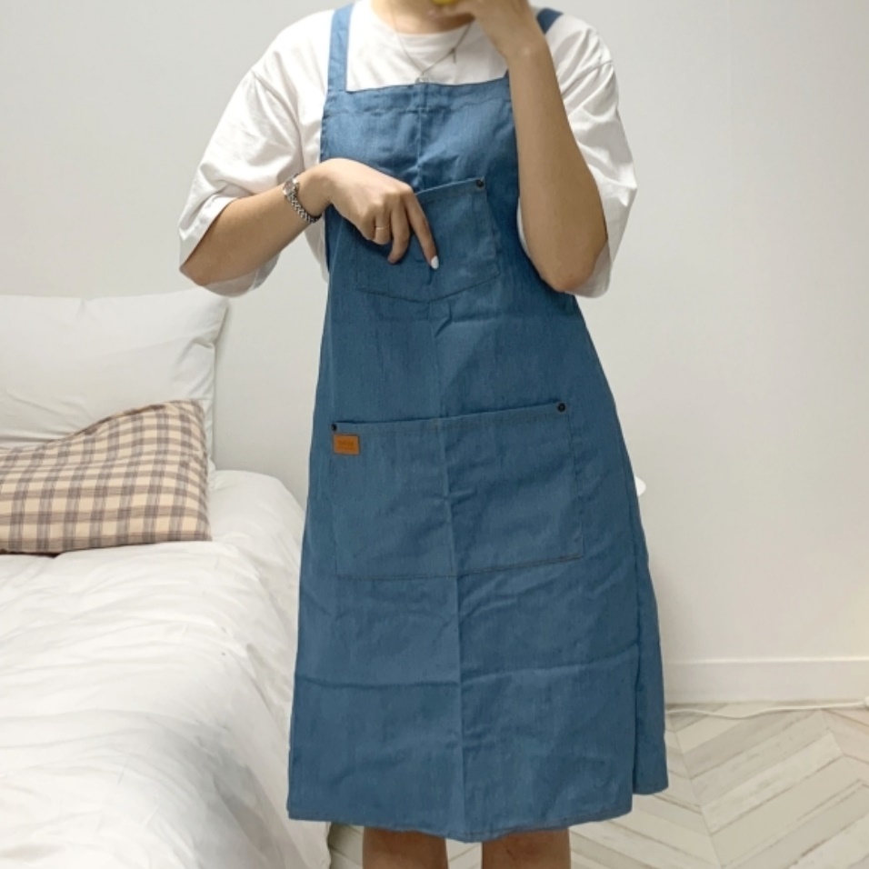 엉덩이 가리는 앞치마 덮는 요양 보호사 앞치마 미용실 롱 앞치마