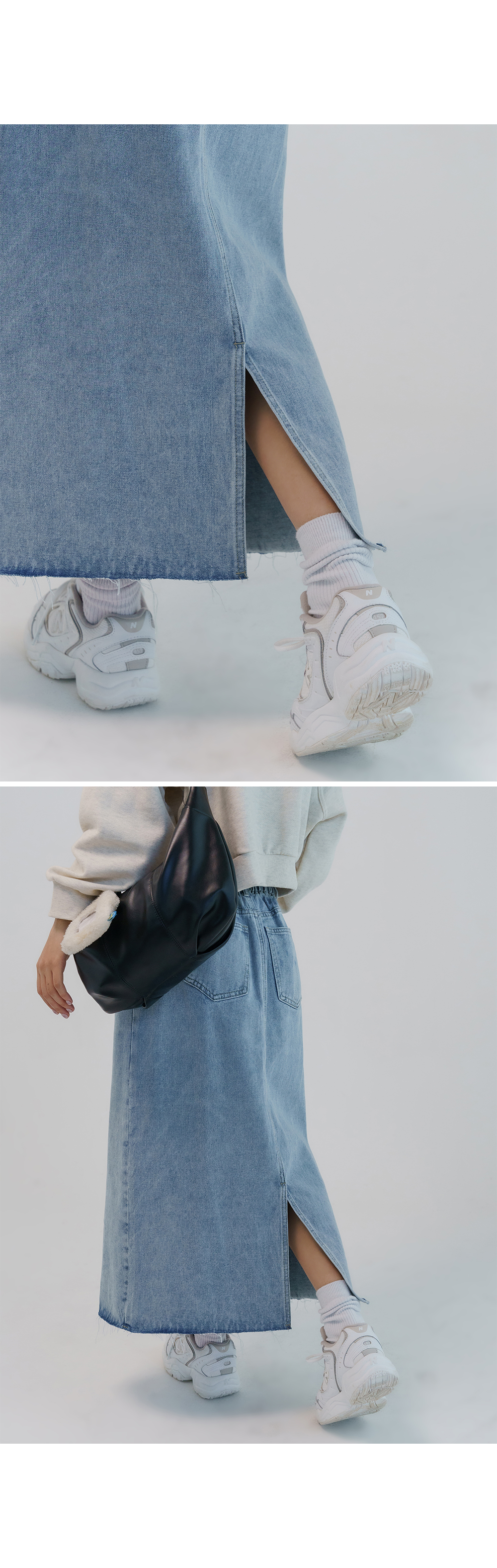 [1만8천장돌파][MADE] 빅사이즈 S-5XL 뒷밴딩 데님 롱 스커트 상세 이미지 23