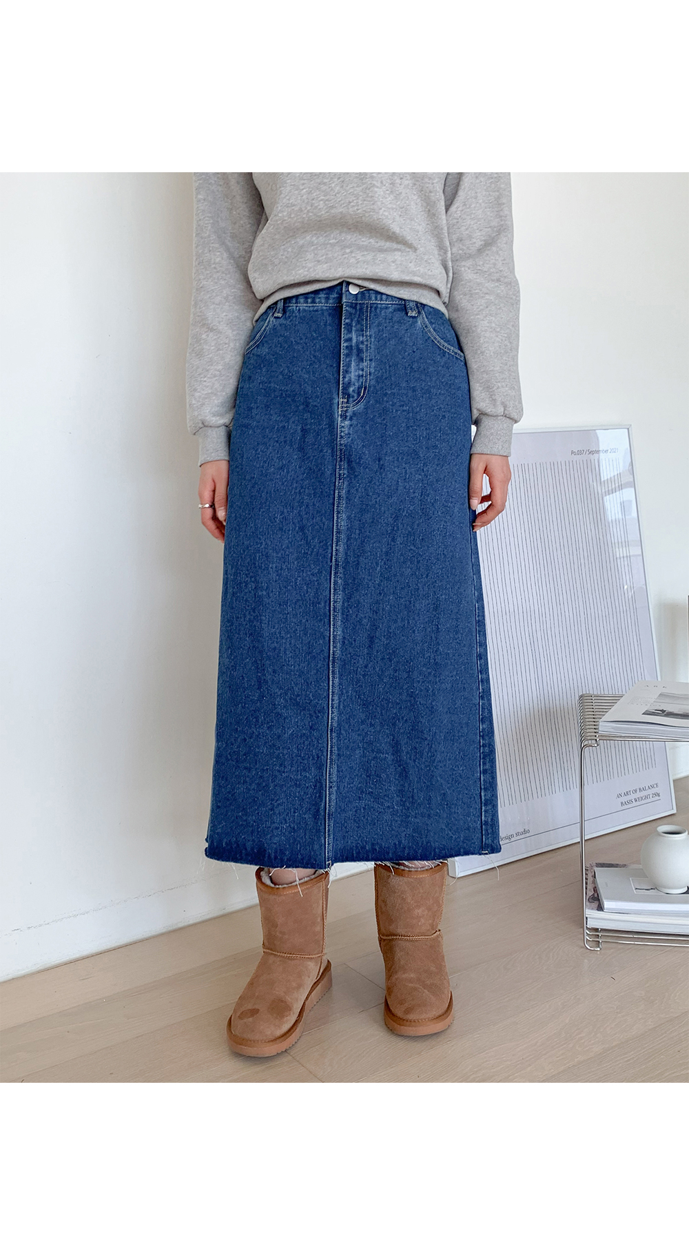 [1만8천장돌파][MADE] 빅사이즈 S-5XL 뒷밴딩 데님 롱 스커트 상세 이미지 47