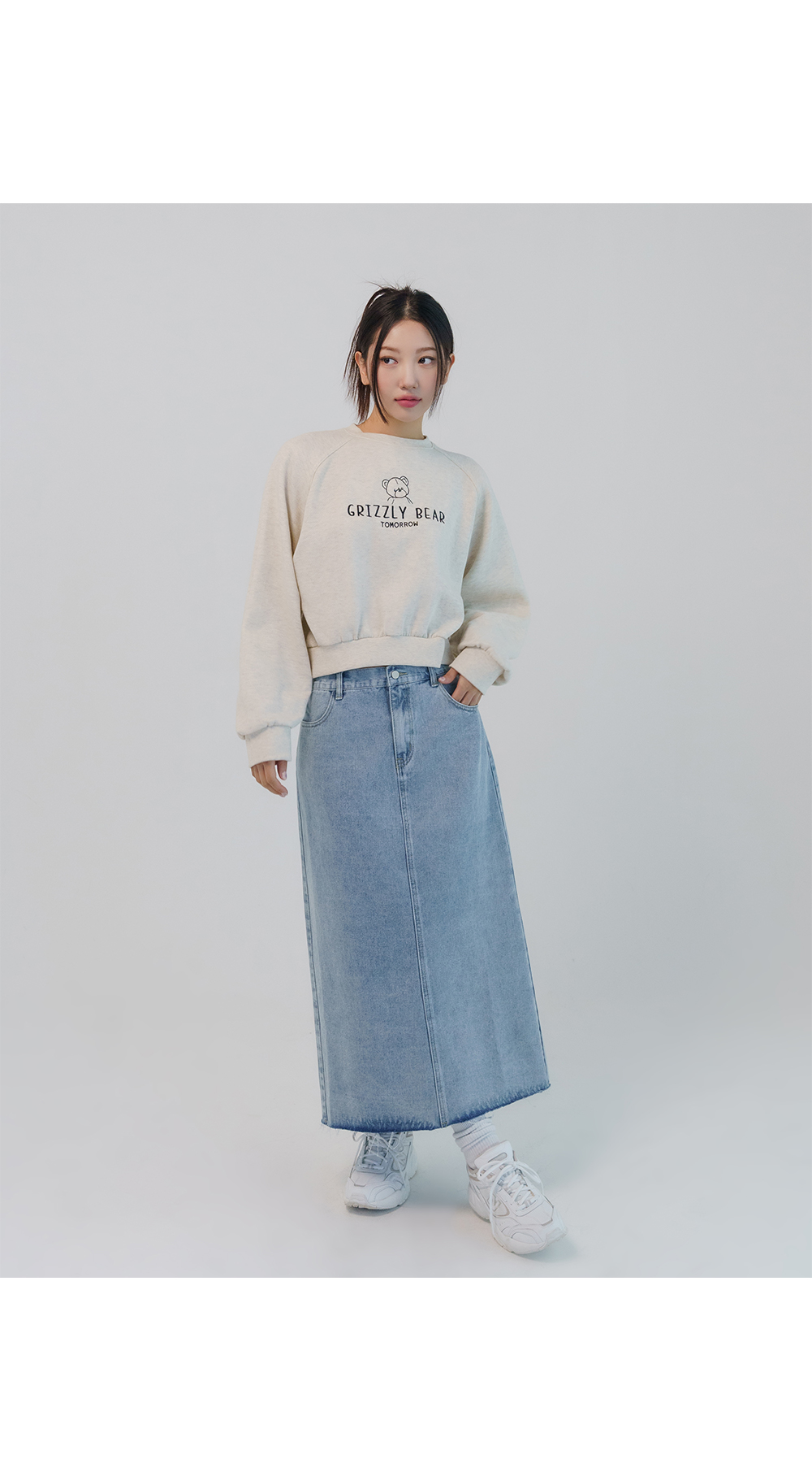 [1만8천장돌파][MADE] 빅사이즈 S-5XL 뒷밴딩 데님 롱 스커트 상세 이미지 22