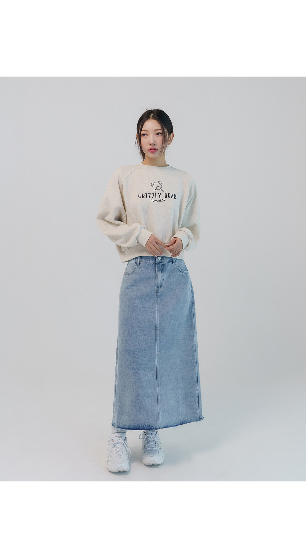 [1만8천장돌파][MADE] 빅사이즈 S-5XL 뒷밴딩 데님 롱 스커트 상세 이미지 19