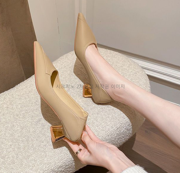 비디카 5cm 스틸레토 금장 통굽 펌프스 미들힐 3color 상세 이미지 17