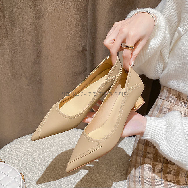 비디카 5cm 스틸레토 금장 통굽 펌프스 미들힐 3color 상세 이미지 16