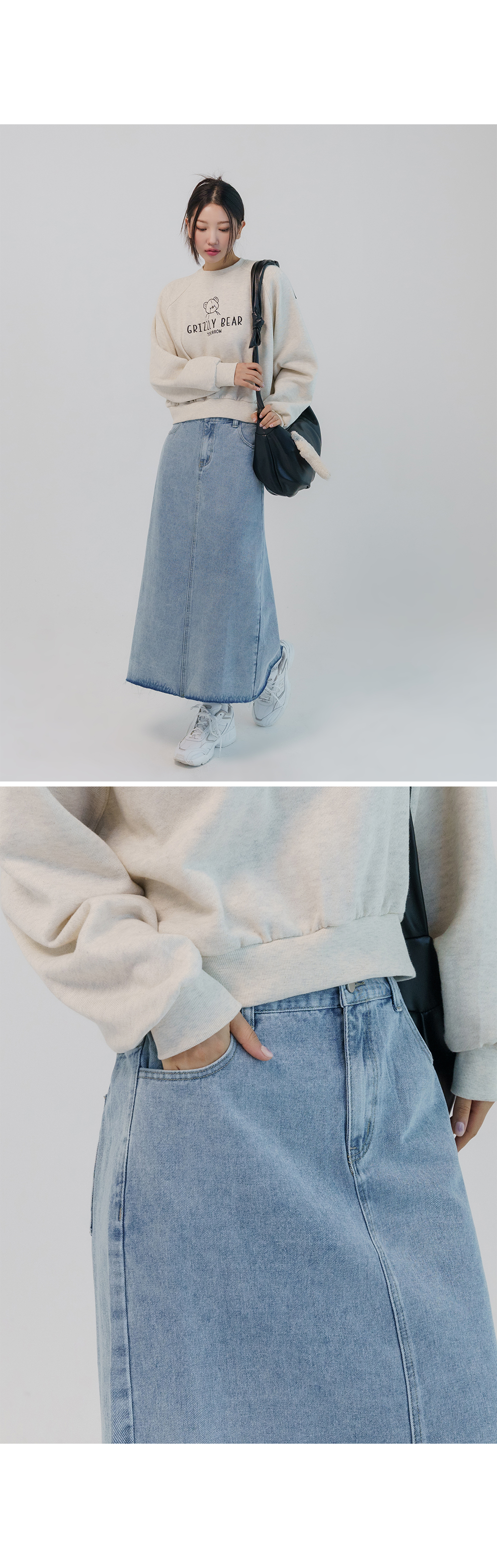[1만8천장돌파][MADE] 빅사이즈 S-5XL 뒷밴딩 데님 롱 스커트 상세 이미지 18