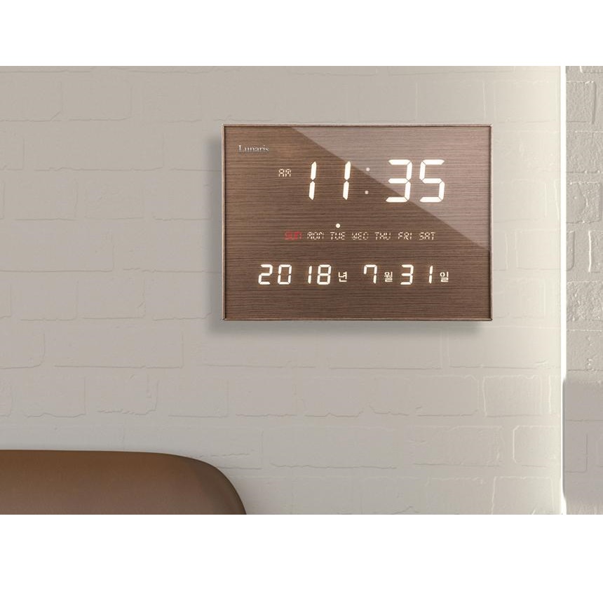 국산 루나리스 벽시계 날짜 요일 표시 FM수신 LED 벽걸이 전자 시계 46cm