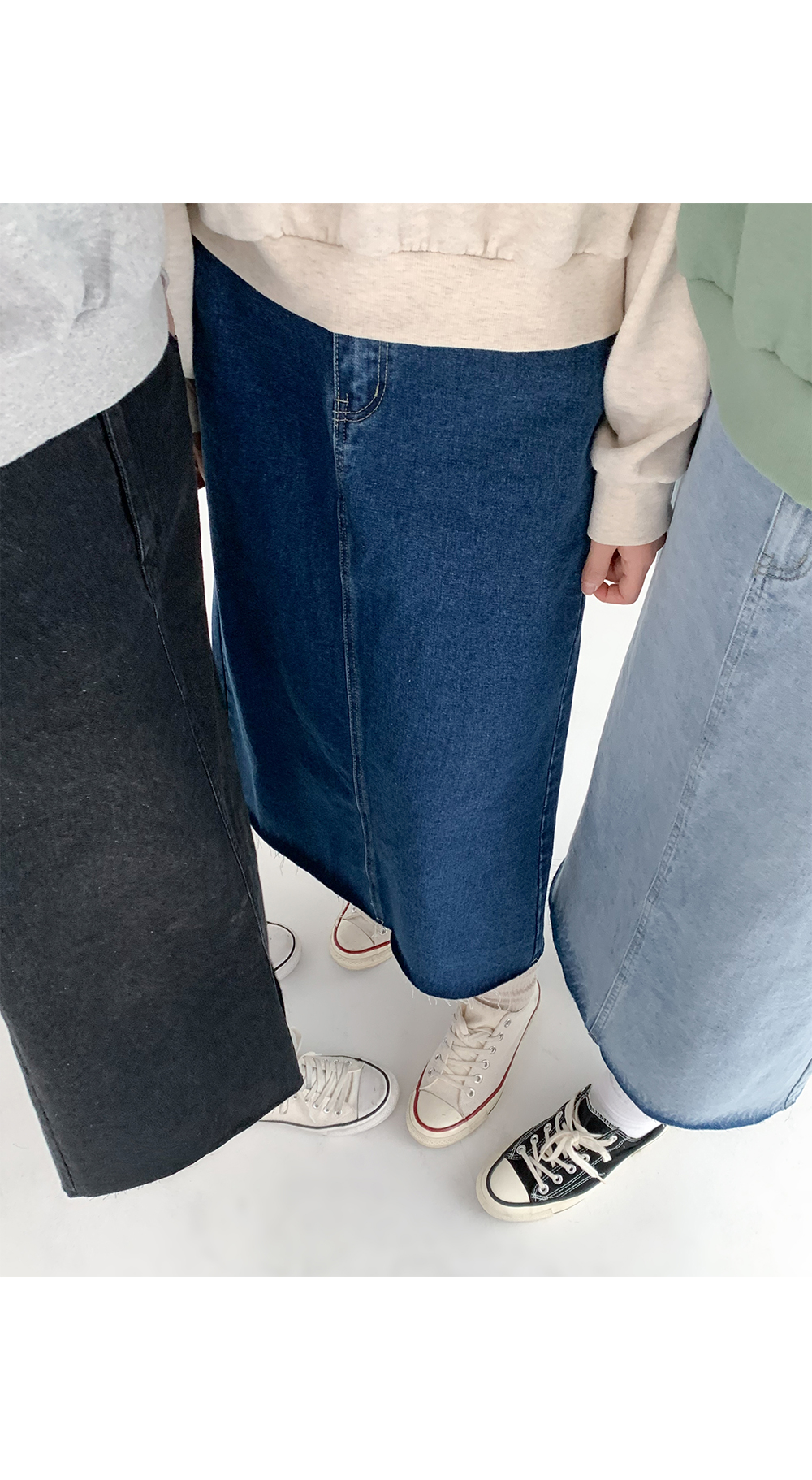 [1만8천장돌파][MADE] 빅사이즈 S-5XL 뒷밴딩 데님 롱 스커트 상세 이미지 12