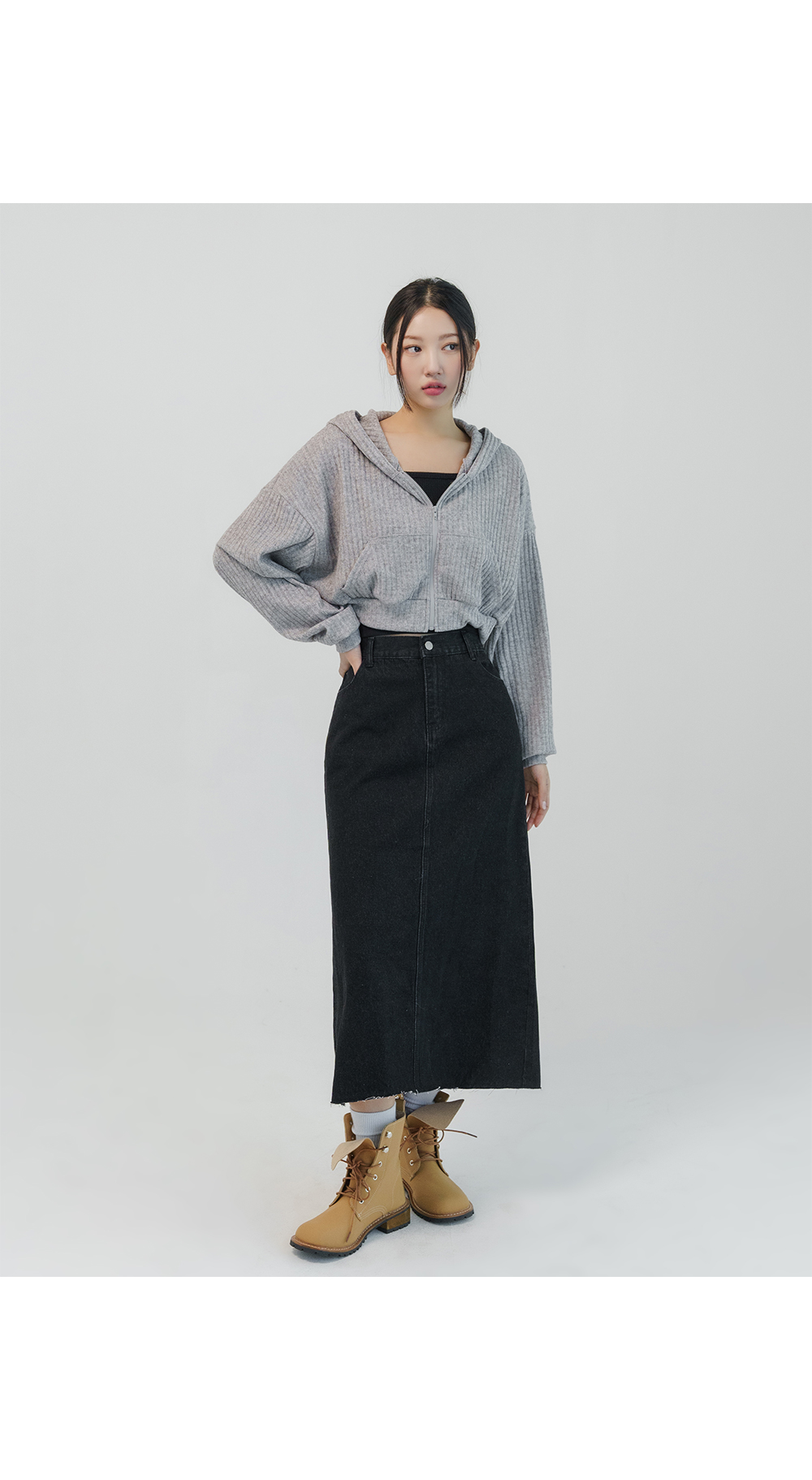 [1만8천장돌파][MADE] 빅사이즈 S-5XL 뒷밴딩 데님 롱 스커트 상세 이미지 43