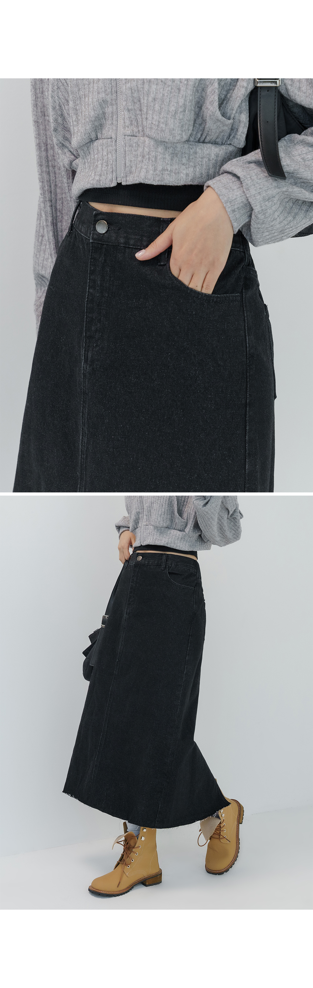 [1만8천장돌파][MADE] 빅사이즈 S-5XL 뒷밴딩 데님 롱 스커트 상세 이미지 32