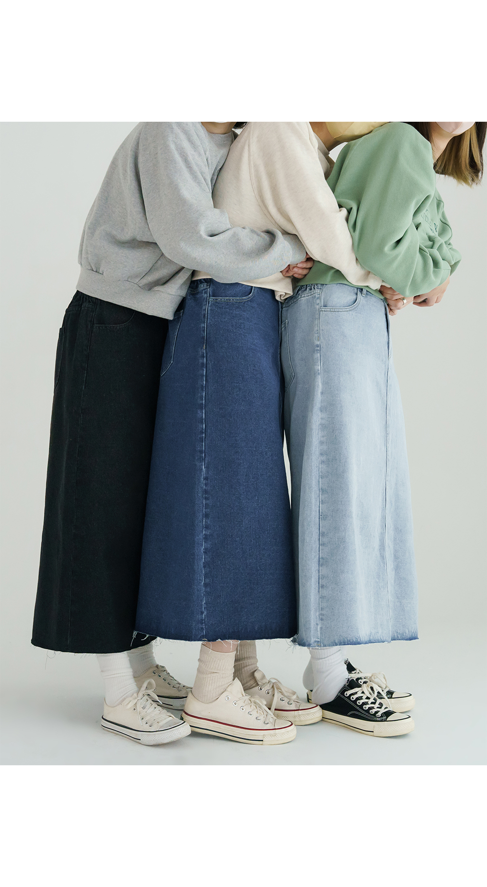 [1만8천장돌파][MADE] 빅사이즈 S-5XL 뒷밴딩 데님 롱 스커트 상세 이미지 10