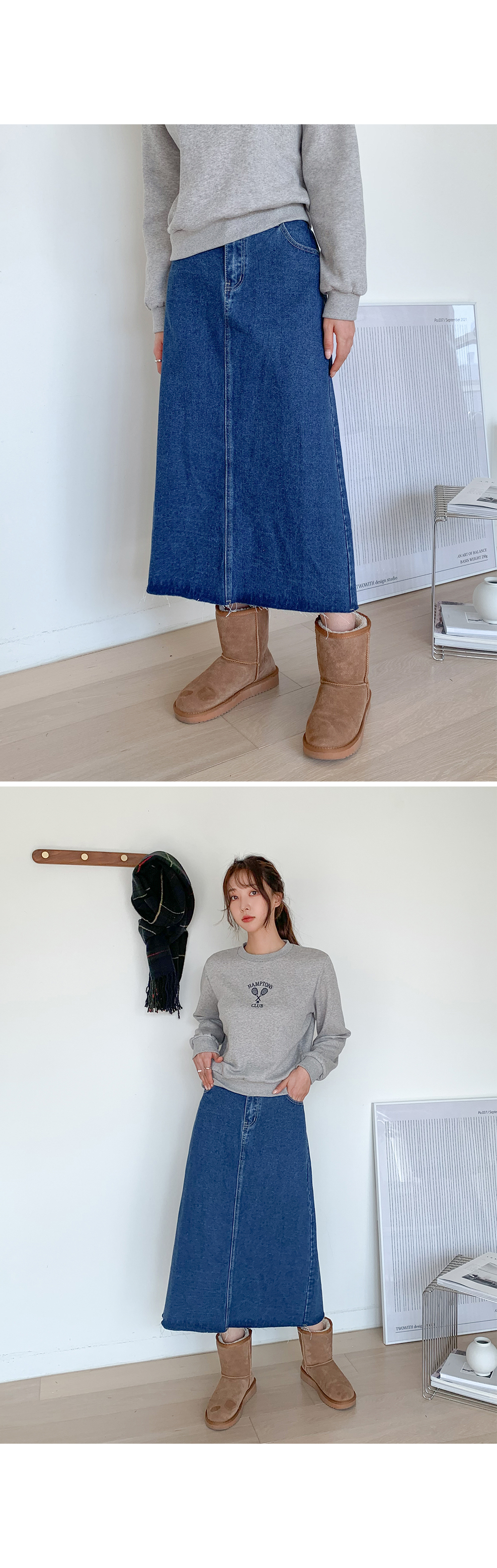 [1만8천장돌파][MADE] 빅사이즈 S-5XL 뒷밴딩 데님 롱 스커트 상세 이미지 45
