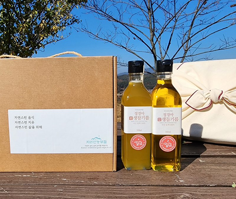 참기름 들기름 선물세트 ( 300ml 2병) 국산깨, 저온압착 지리산 정경아 오메가3 이미지 6