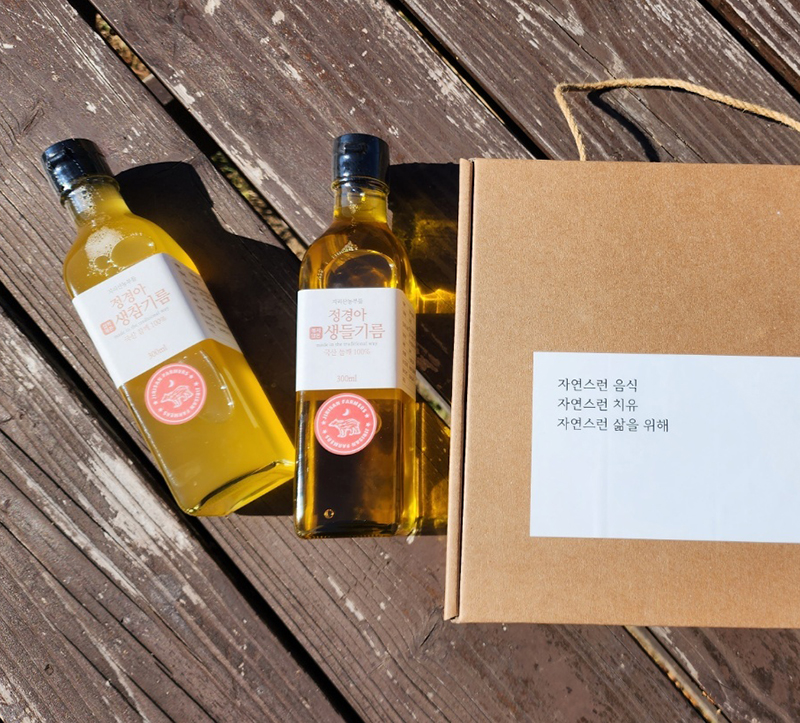 참기름 들기름 선물세트 ( 300ml 2병) 국산깨, 저온압착 지리산 정경아 오메가3 - 상세 이미지 5