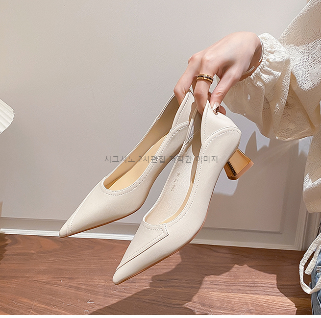 비디카 5cm 스틸레토 금장 통굽 펌프스 미들힐 3color 상세 이미지 10