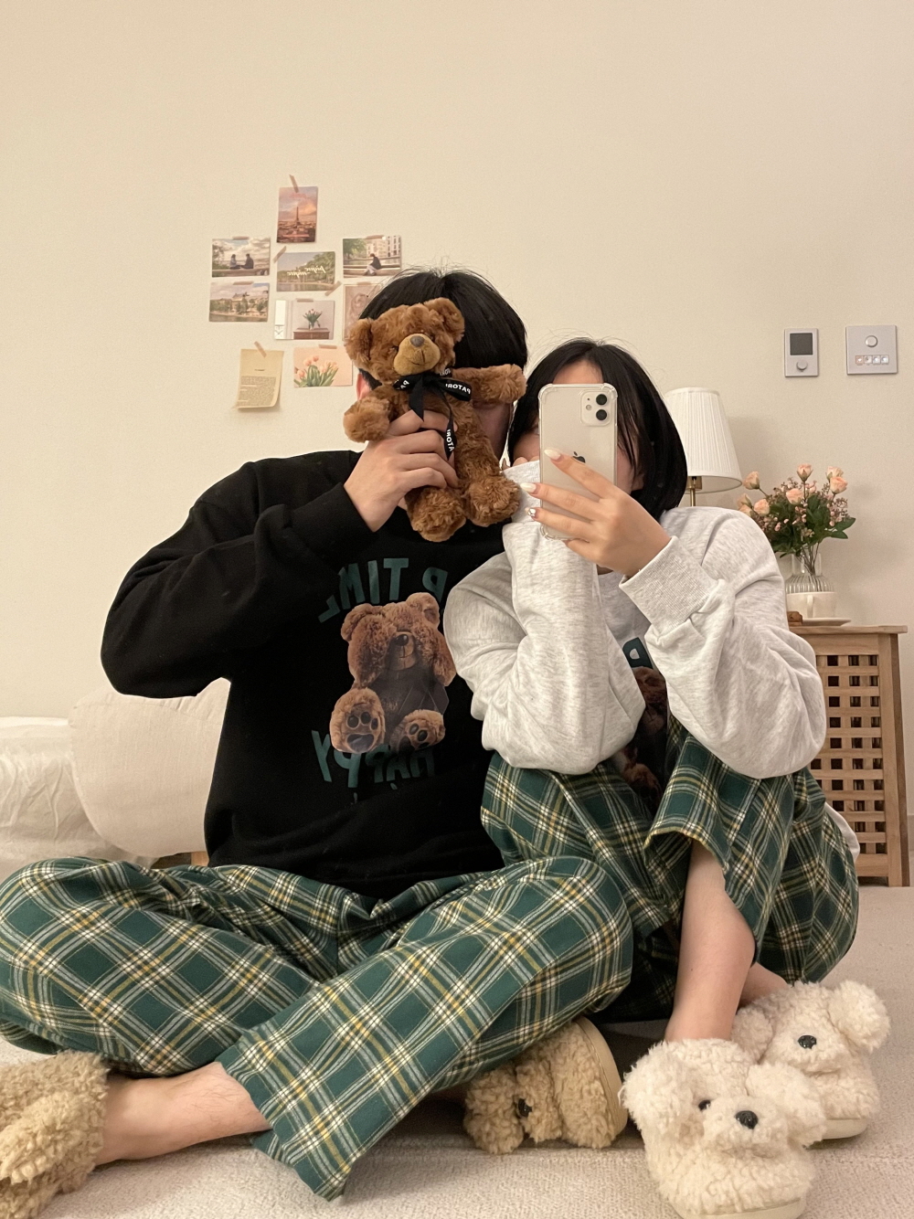 낮잠 곰돌이 맨투맨 커플 쭈리면 오버핏 긴팔 티셔츠 이미지 4