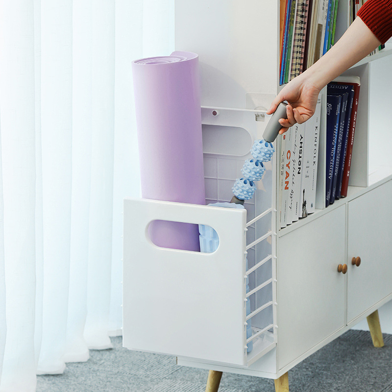 빼다 벽걸이 접이식 수납 바구니 폼롤러 요가매트 거치대