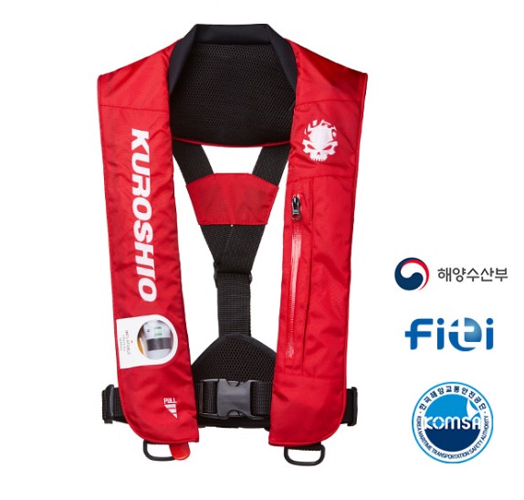 쿠로시오 KURO - A02RED 팽창식구명조끼 (착용성향상형)해양수산부 형식승인 선상용구명복, 선상용팽창 - 상품 이미지