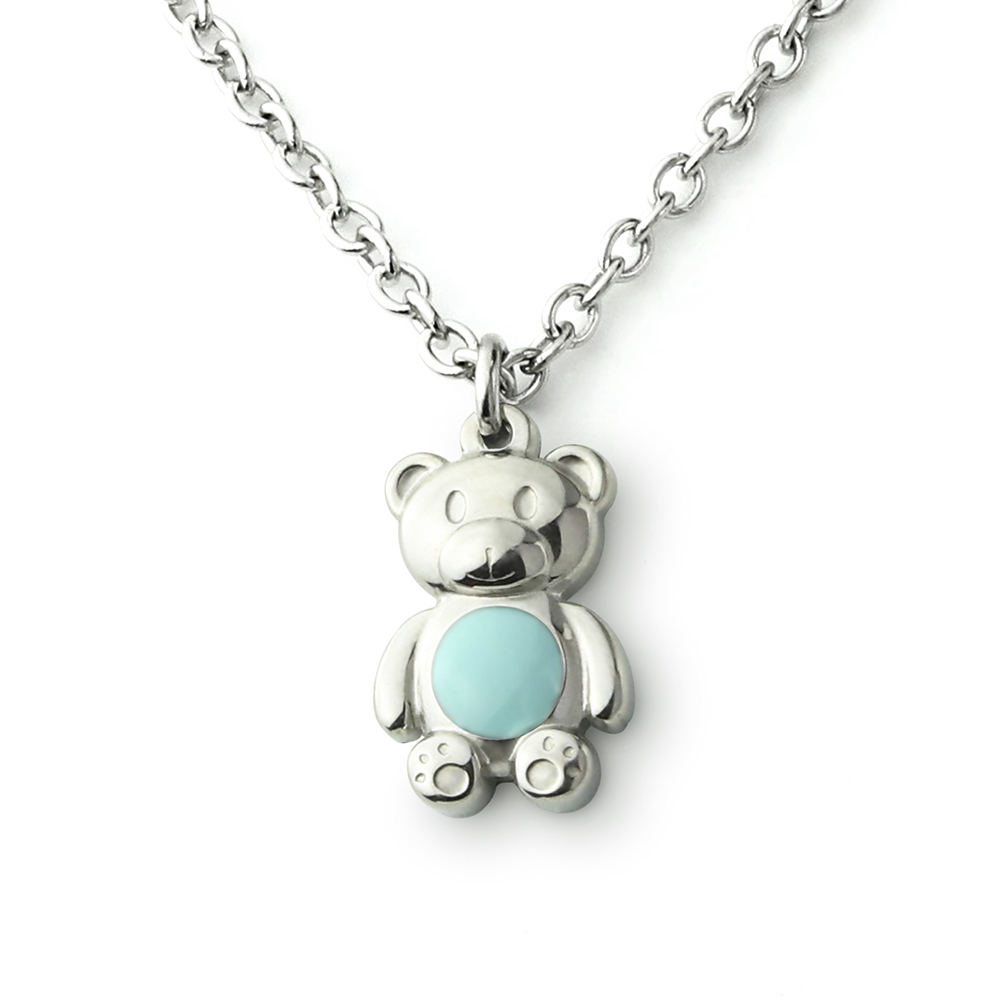 곰인형(4color) 써지컬스틸 미아방지 목걸이 아기 유아 어린이