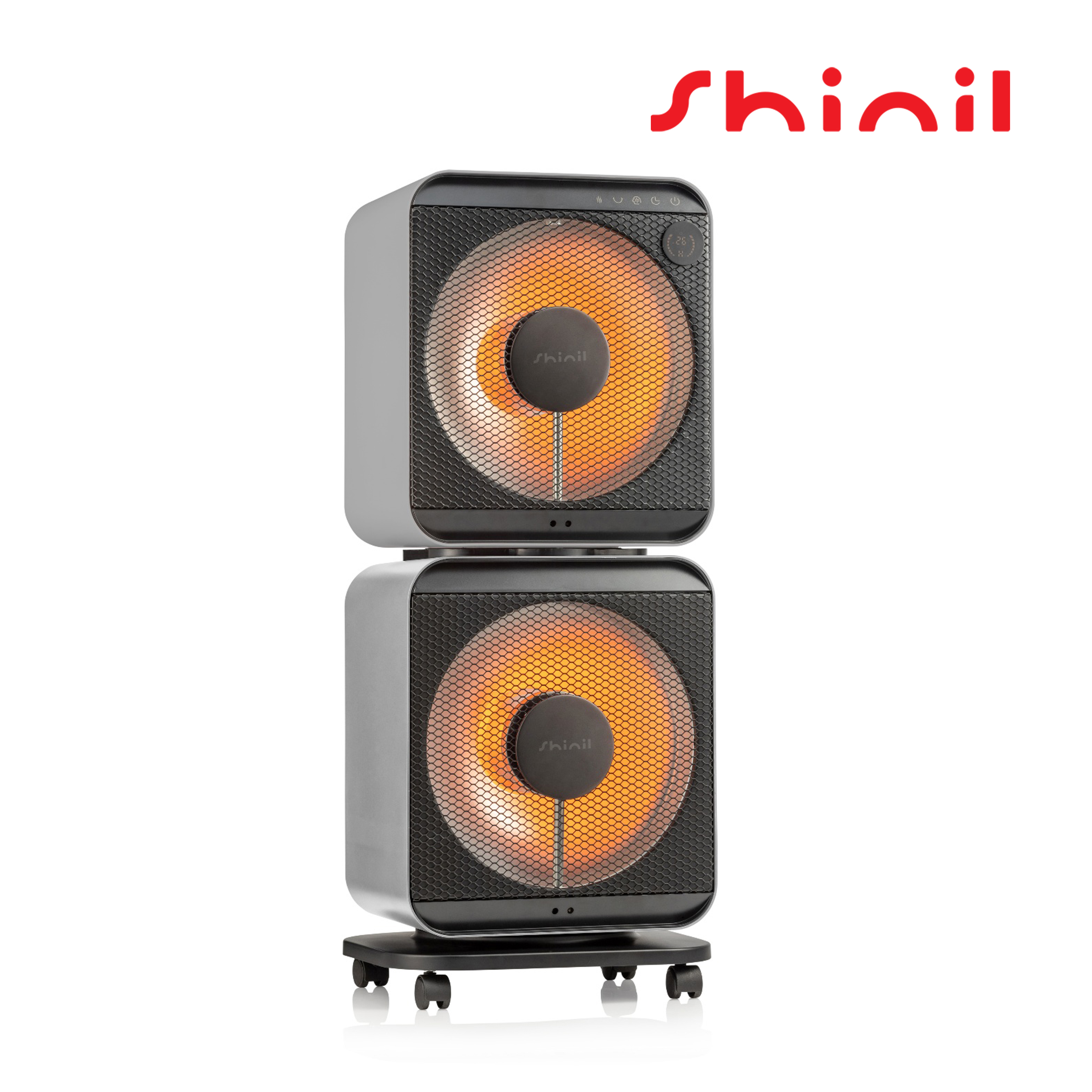 신일 전기히터 하이라이트 전기난로 에코팬큐브 온열기 난방기 스토브 2구 레드블랙