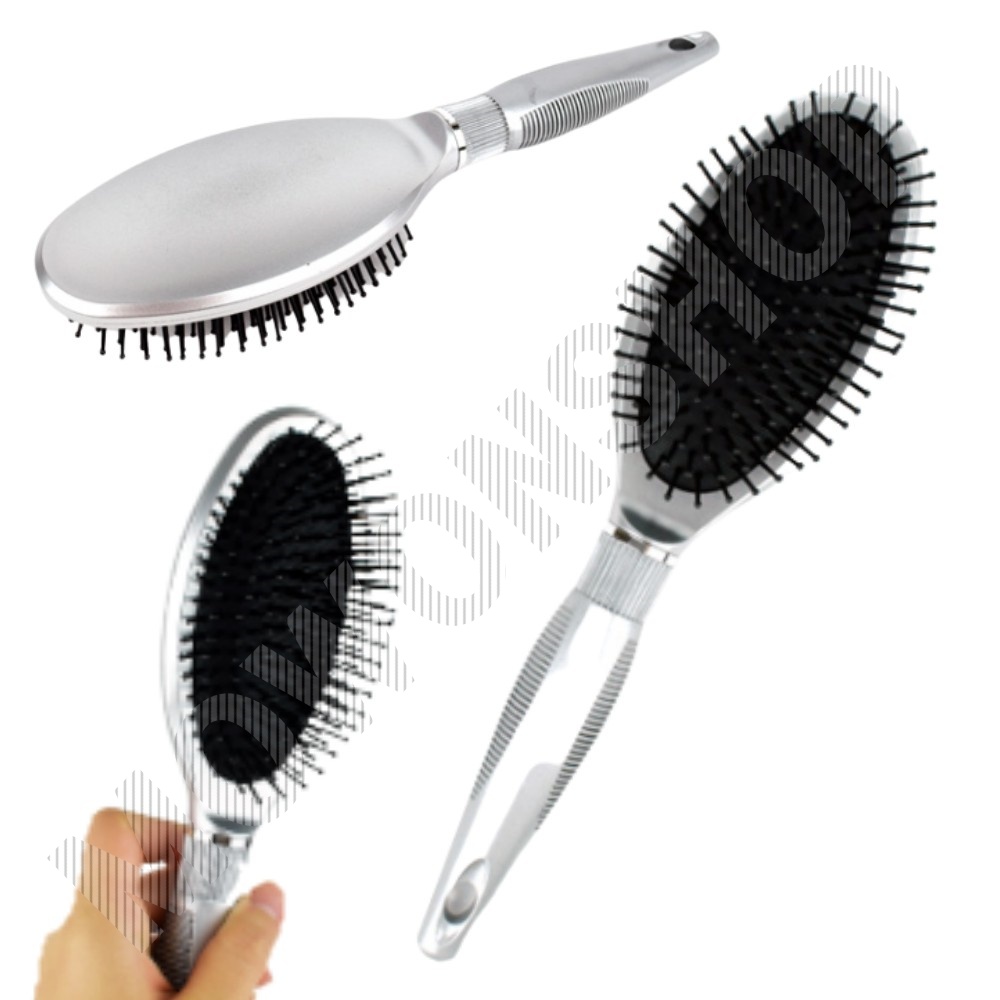 붙임 머리빗 젖은 엉킨 쿠션 남자 두피 마사지 빗 브러쉬 은색
