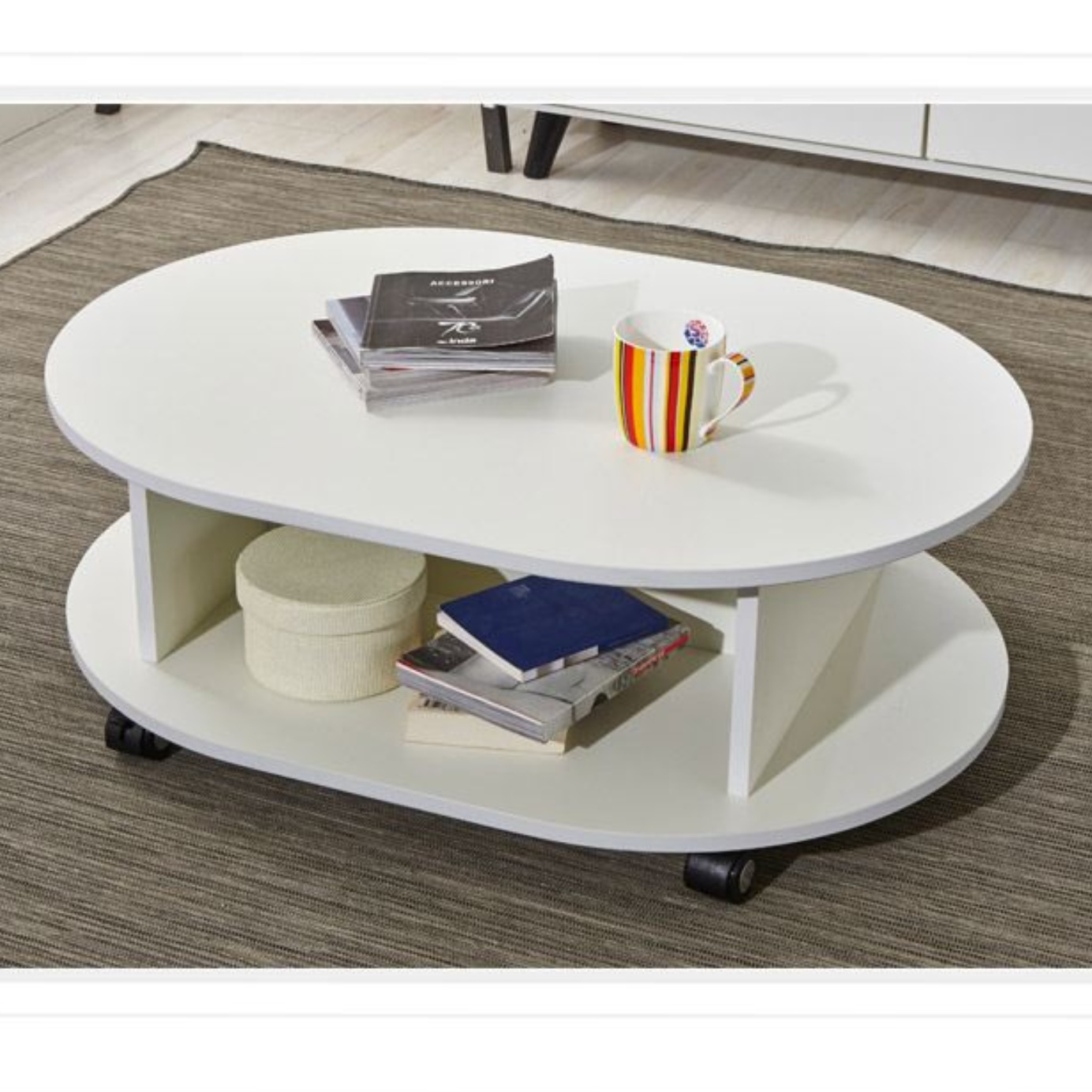 이동형 원형 협탁 바퀴 달린 테이블 이동식 티테이블 사이드